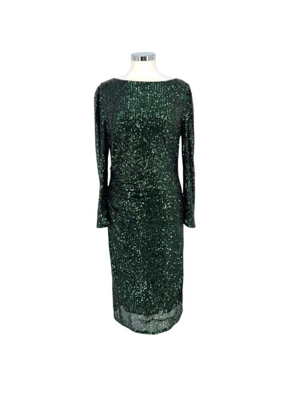 Nanette Lepore Glam Emerald Green Sequin Long Sleeve Midi Dress Size 10